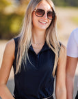 Willow Equestrian Breeze Sleeveless Convertible Sun Shirt Navy