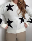 Lucky Stars Knit Sweater White/Black Stars