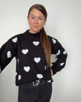 Willow Cozy Hearts Sweater Black