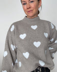 Willow Cozy Hearts Sweater Greige