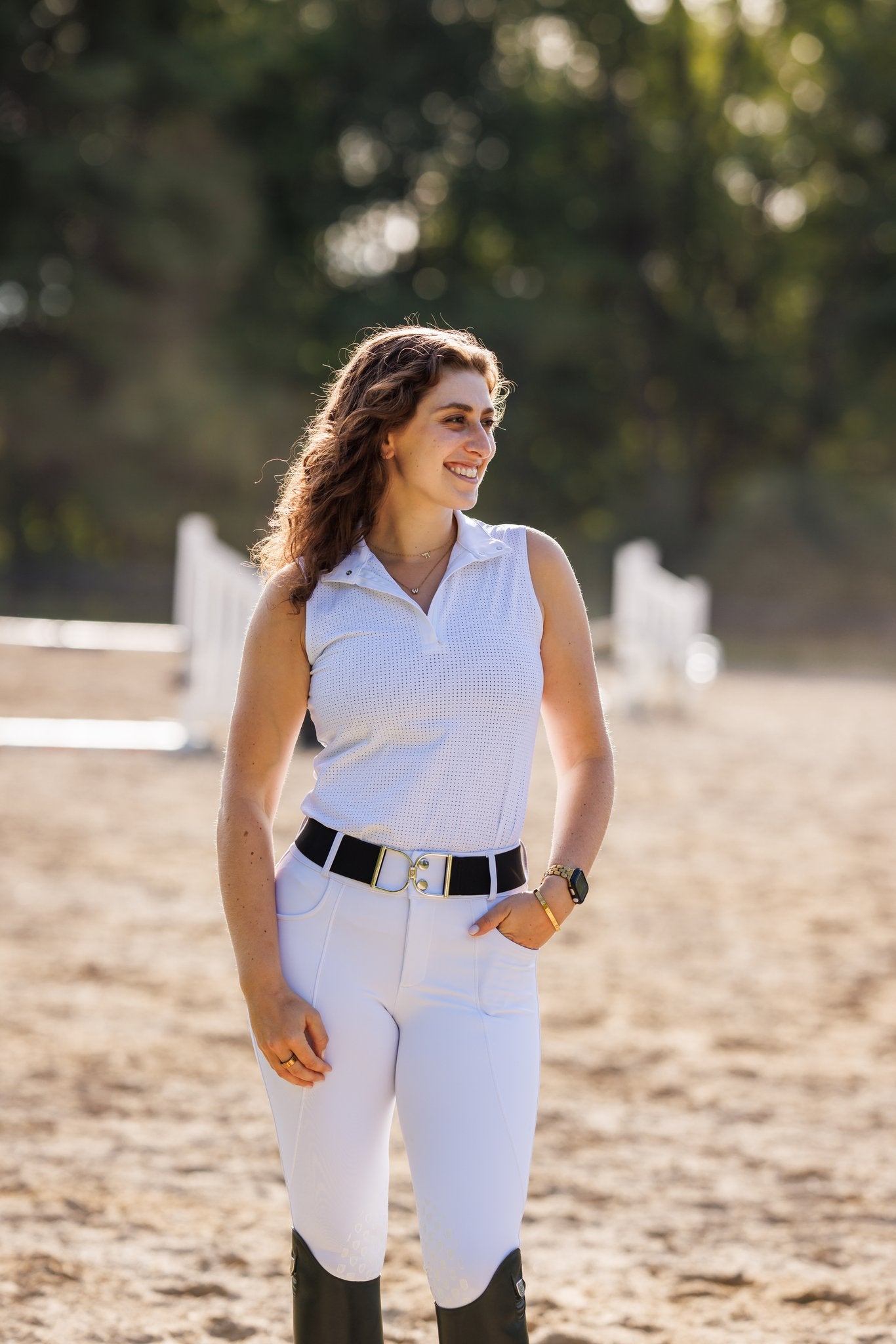 Willow Equestrian Breeze Sleeveless Convertible Sun Shirt White