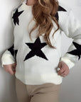Lucky Stars Knit Sweater White/Black Stars