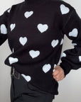 Willow Cozy Hearts Sweater Black