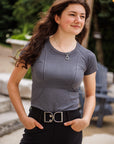 Willow Equestrian Seamless Short Sleeve Tee Shirt Dark Grey