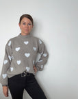 Willow Cozy Hearts Sweater Greige