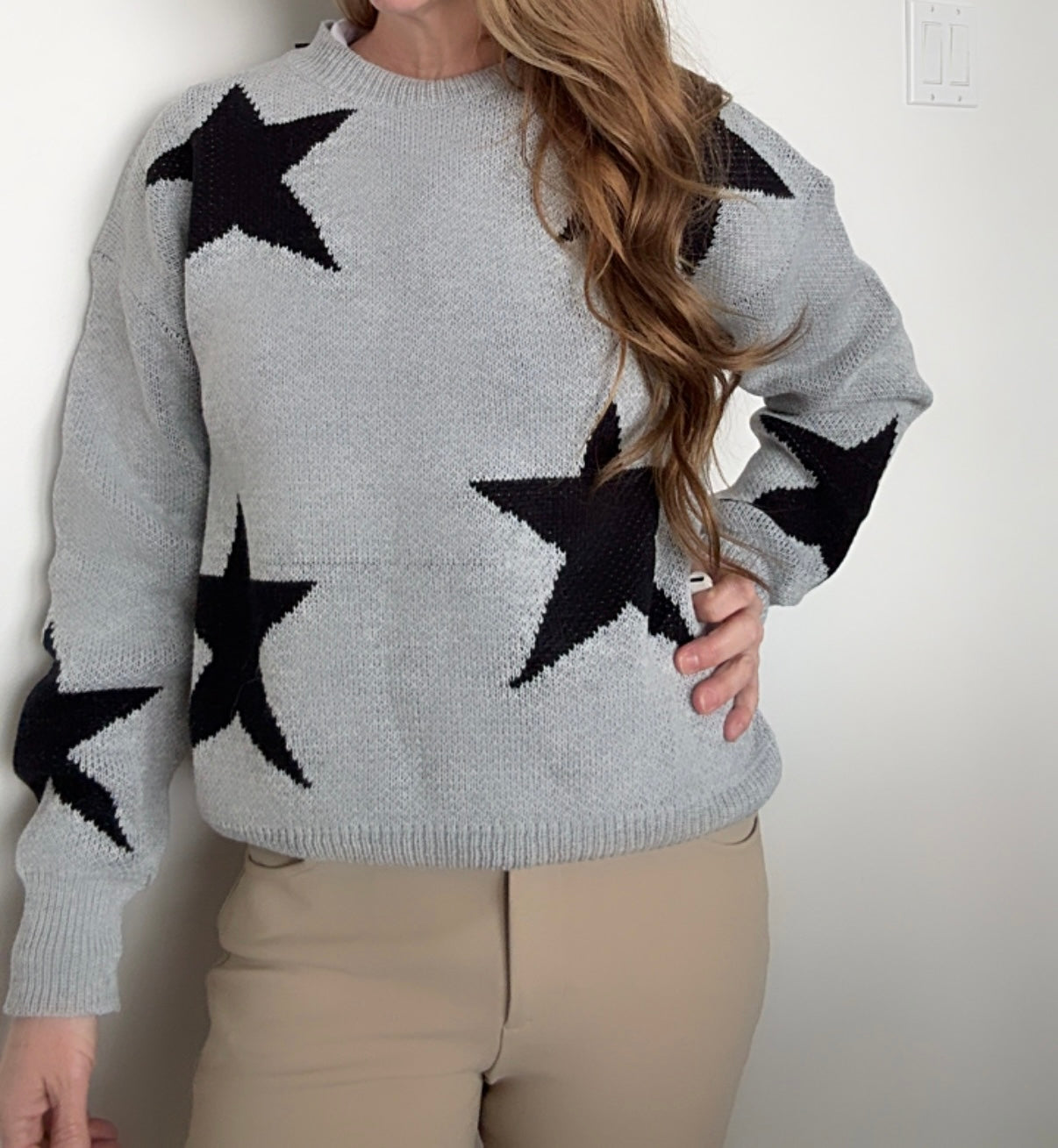 Lucky Stars Knit Sweater Grey/Black Stars