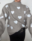Willow Cozy Hearts Sweater Greige