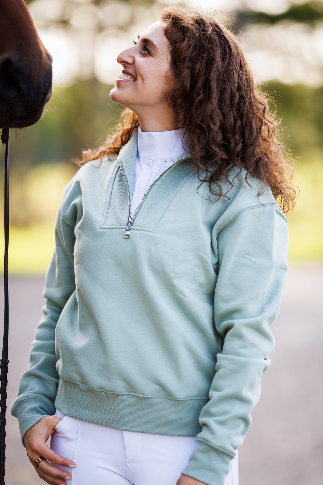 Willow Equestrian Quarter Zip Sweatshirt Sage