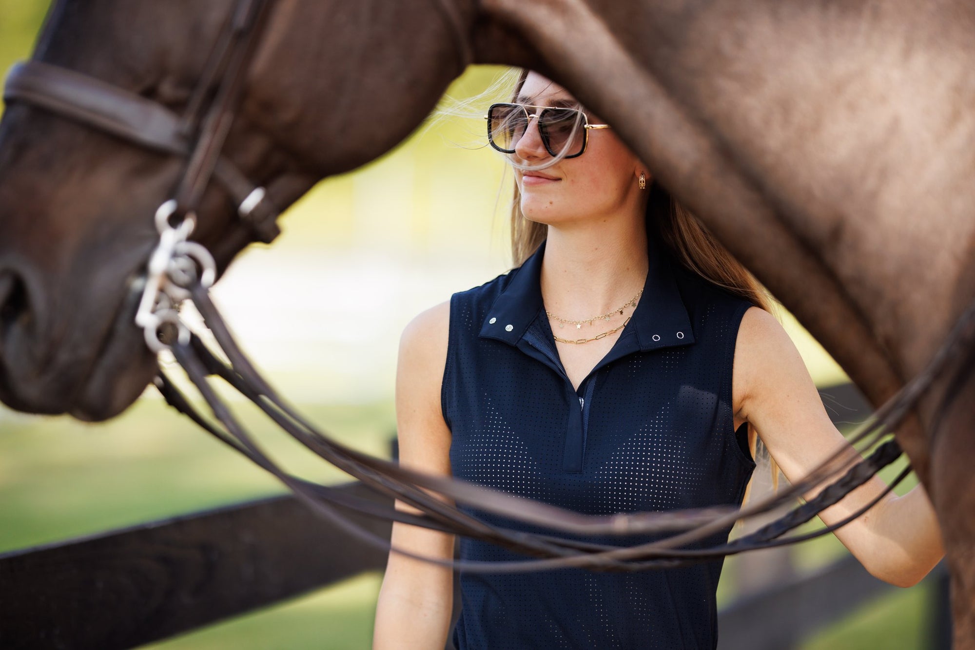 Willow Equestrian Breeze Sleeveless Convertible Sun Shirt Navy
