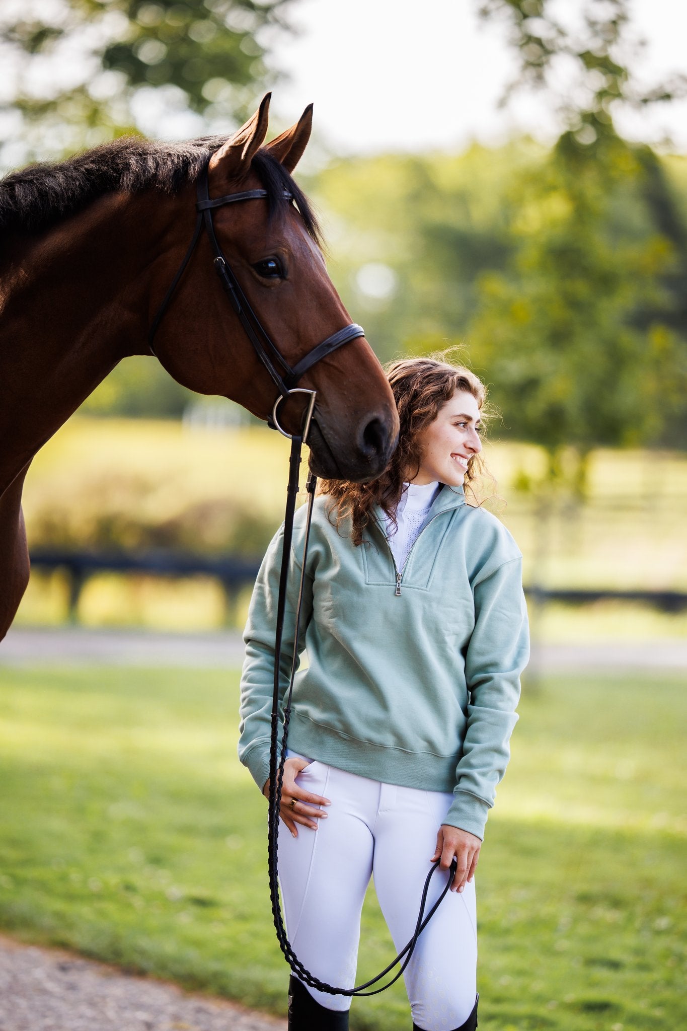 Willow Equestrian Quarter Zip Sweatshirt Sage