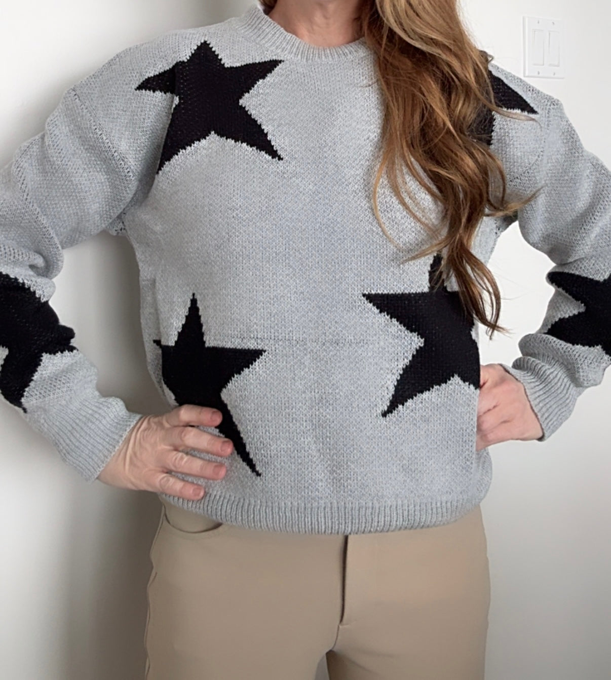 Lucky Stars Knit Sweater Grey/Black Stars