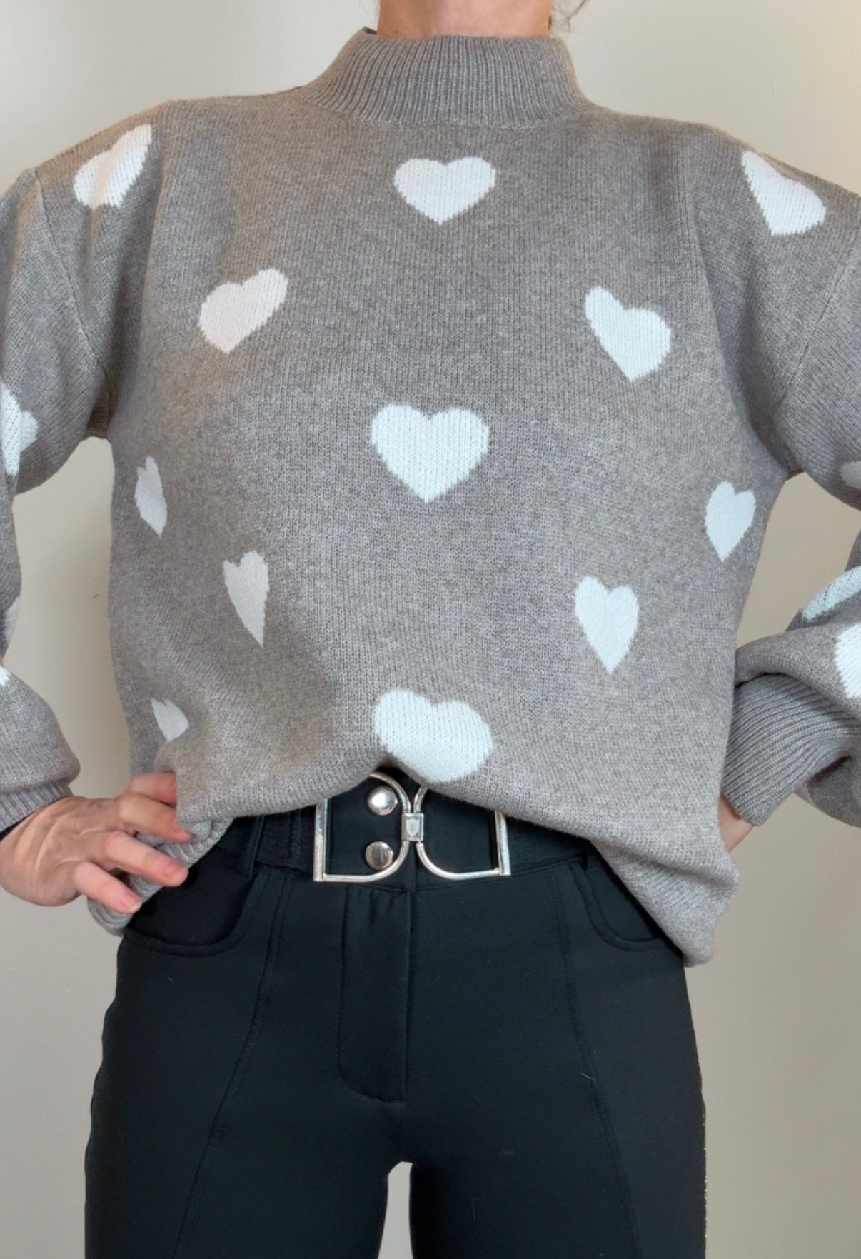 Willow Cozy Hearts Sweater Greige