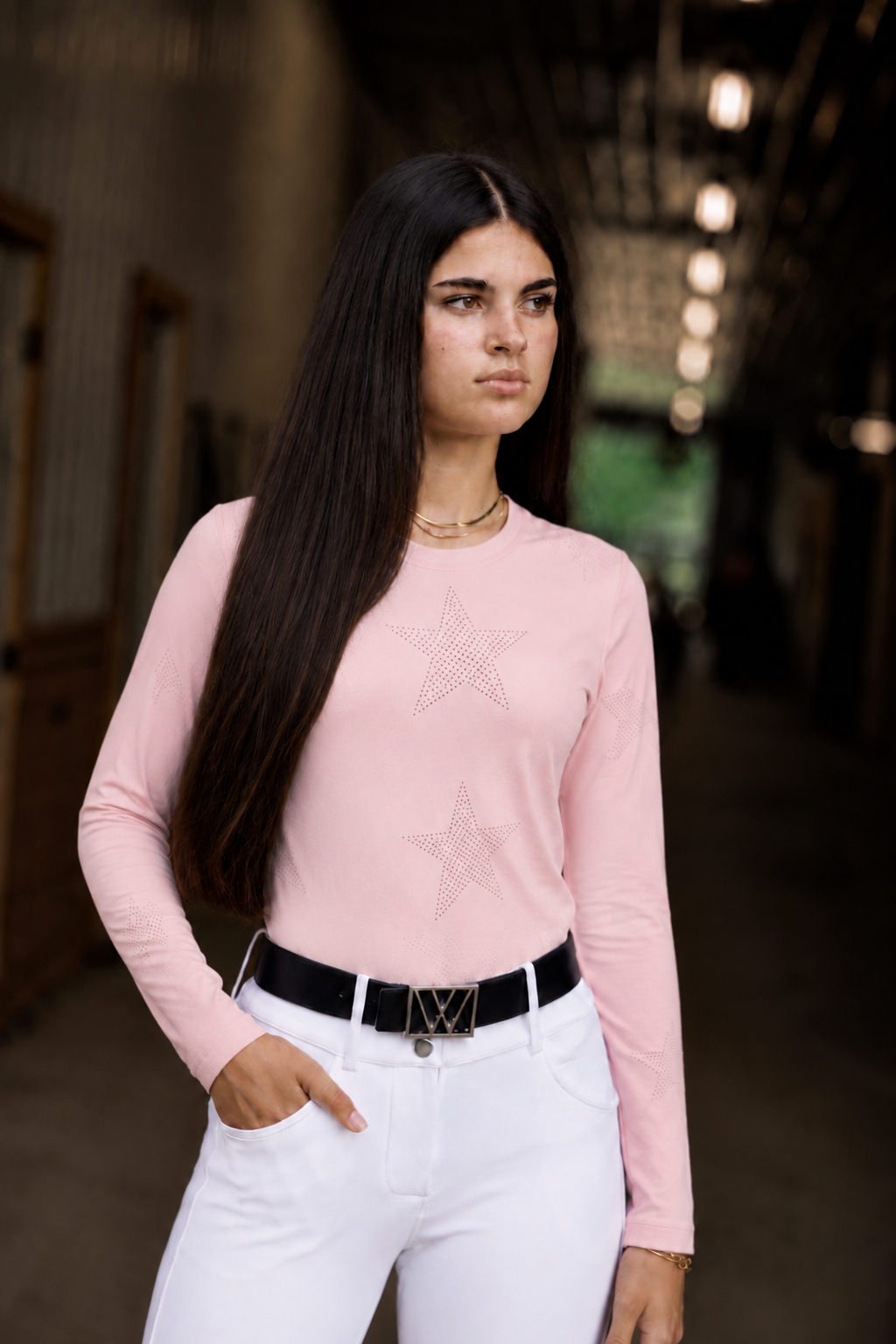Breeze Long Sleeve Star Tee Pink