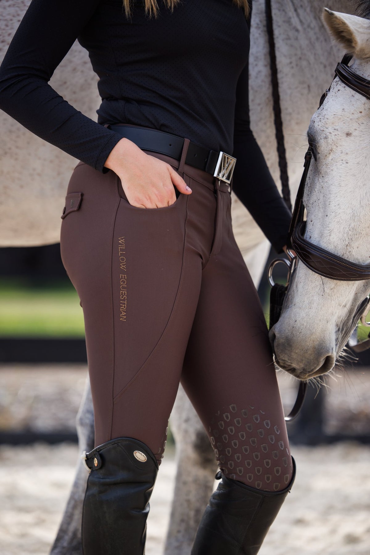 Training Breech Chocolate Sparkle Logo